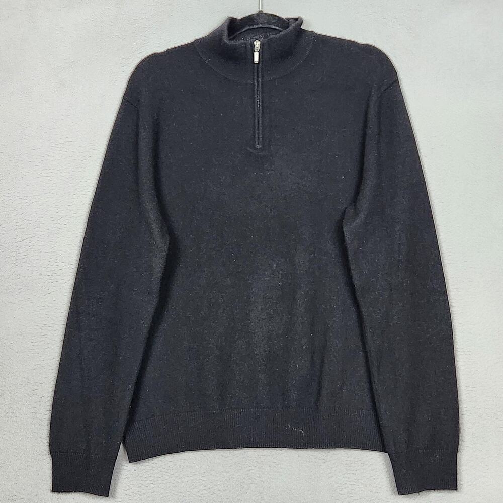 Bloomingdale's The Men's Store Sweater Mens Medium Cashmere 1/4 Zip Mock Neck